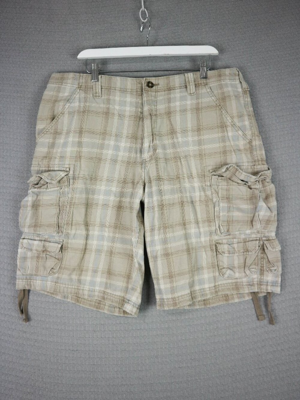 Lee Dungaree Checkered Baggy Cargo Shorts Y2K Mens 36W